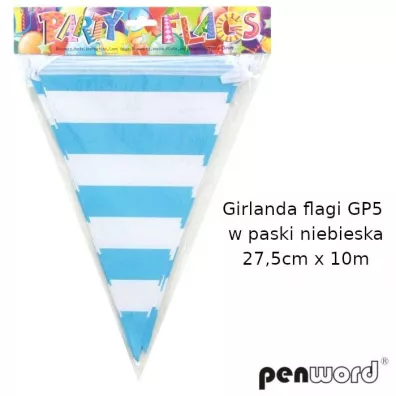 Girlanda flagi w paski niebieska 27.5cmx10m