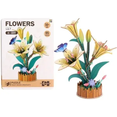 Puzzle 3D drewniane kwiaty lilie Pro Kids