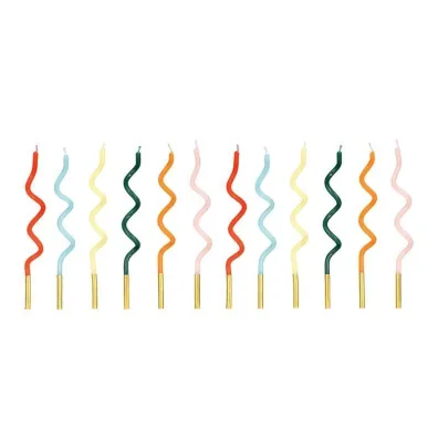 PartyDeco �wieczki urodzinowe zakr�cone T�cza 14cm mix 12 szt