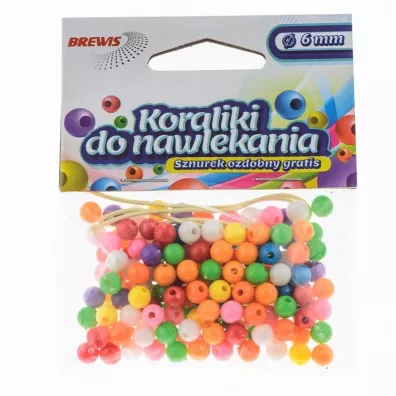 Brewis Koraliki do nawlekania multikolor + sznurek 6mm, 16g