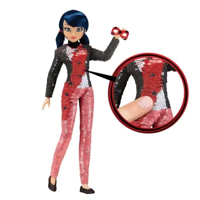 Orbico Lalka Miraculous Biedronka i Czarny Kot - Marinette w zmieniaj�cym si� stroju z cekinami Fashion Flip 50375