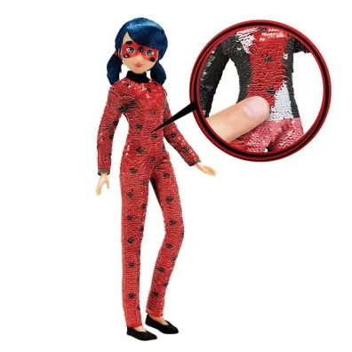 Orbico Lalka Miraculous Biedronka i Czarny Kot - Marinette w zmieniaj�cym si� stroju z cekinami Fashion Flip 50375
