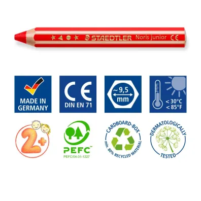Staedtler Kredki BUDDY Jumbo, w drewnianej obudowie, dla najm�odszych dzieci, 6 kolor�w