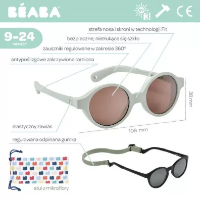 Beaba Okulary przeciwsoneczne dla dzieci 9-24 miesicy Joy - Misty Green