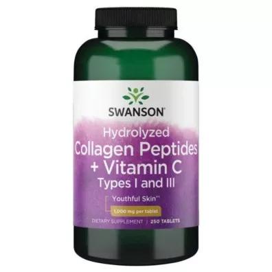 Swanson Hydrolizowany kolagen I i III + C Suplement diety 250 tab.