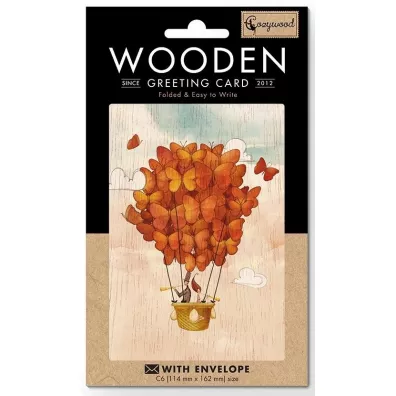 Cozywood Karnet drewniany C6 + koperta �lub Balon z motyli