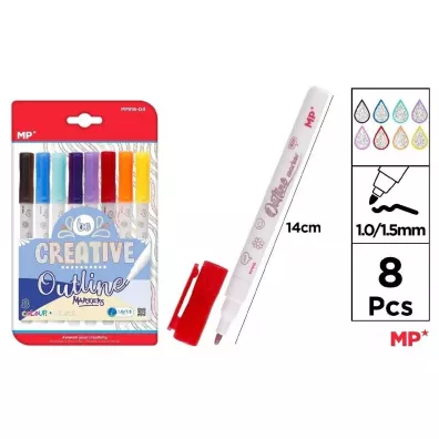 Mp Main Paper Markery z podw�jn� lini� 8 kolor�w