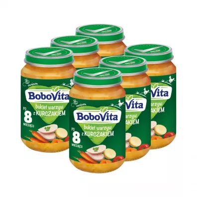 BoboVita Obiadek Bukiet warzyw z kurczakiem po 8 miesicu Zestaw 6 x 190 g