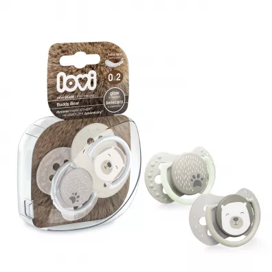Lovi Smoczek silikonowy dynamiczny Buddy Bear 0-2 m-ce 2 szt.