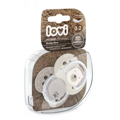 Lovi Smoczek silikonowy dynamiczny Buddy Bear 0-2 m-ce 2 szt.