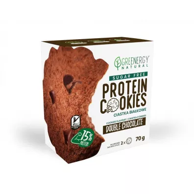Greenergy Ciastka proteinowe podw�jnie czekoladowe bez cukru 2 x 35 g