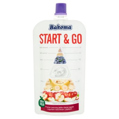 Bakoma Start & Go Mus z jogurtem owocowy jabko-banan-jagoda 120 g