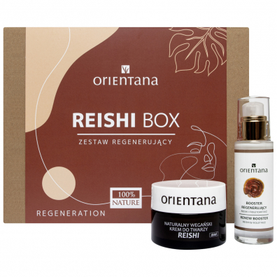 Orientana Reishi Box zestaw kosmetyków dla kobiet regenerujący (krem + booster) 50 ml + 30 ml