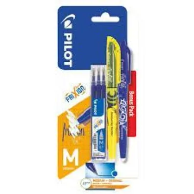 Pi�ro kulkowe Frixion Pilot niebieskie + wk�ad niebieski x3 + zakre�lacz ��ty x1 blister