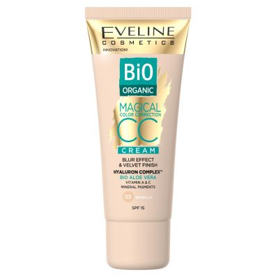 Eveline Cosmetics Bio Organic Magical Color Correction Cream krem CC z mineralnymi pigmentami 03 Vanilla 30 ml