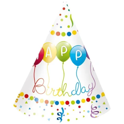 Godan Czapeczki papierowe Happy Birthday Streamers 6 szt.