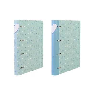 Segregator A4 4-ringowy na gumk� z wk�adem w linie i przek�adkami sweet blue