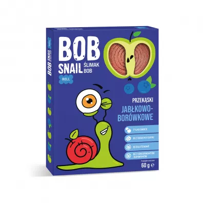 Bob Snail Przekska roll jabko - borwka bez dodatku cukrw bezglutenowa 60 g