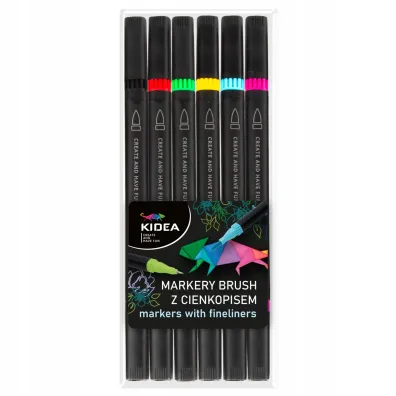 Derform Markery Brush z cienkopisem 6 szt.