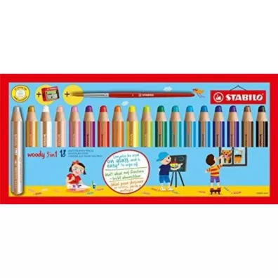 Stabilo Kredki Woody 3w1 + temper�wka 18 kolor�w