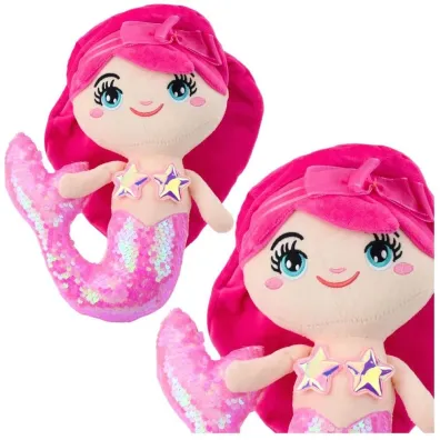 LeanToys Syrenka pluszowa z ogonem w cekiny jasnor�owa
