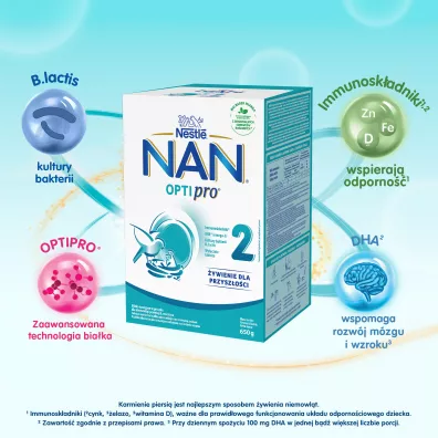 Nestle Nan Optipro 2 Mleko nastpne dla niemowlt po 6 miesicu 650 g