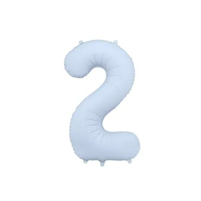 PartyDeco Balon foliowy cyfra 2 86cm mglisty niebieski
