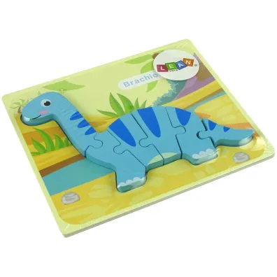 Drewniane puzzle Dinozaur Brachiosaur niebieski LeanToys