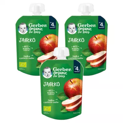 Gerber Organic Deser w tubce jab�ko po. 4 miesi�cu Zestaw 3 x 80 g Bio