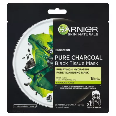 Garnier Pure Charcoal Black Tissue Mask oczyszczajca maska na tkaninie z wglem 28 g