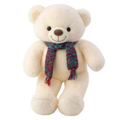 Mi� pluszowy bia�y w kolorowym szaliku 55cm LeanToys