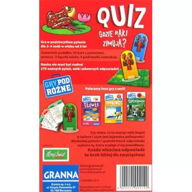 Quiz. Gdzie raki zimuj? Gry podrne Granna