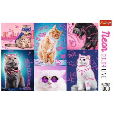 Puzzle 1000 el. Neon Color Line. Super koty Trefl