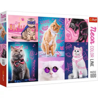Puzzle 1000 el. Neon Color Line. Super koty Trefl