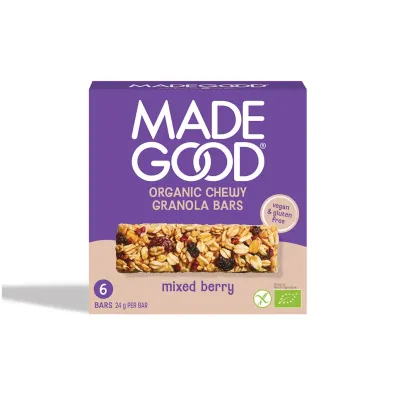 Madegood Batony granola crunchy z czerwonymi owocami bezglutenowe 6 x 24 g Bio