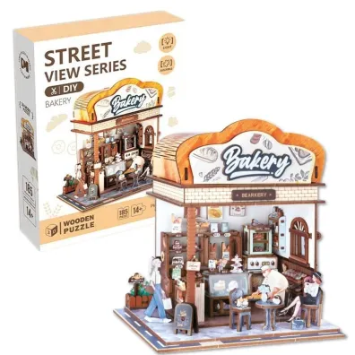 Uliczny zak�tek. Puzzle 3D drewmniane. Piekarnia Askato