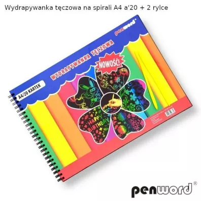Penword Wydrapywanka t�czowa na spirali A4 Multikolor + 2 rylce