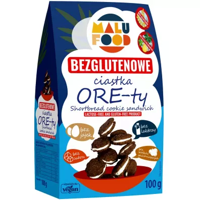 Malu Food Ciastka ore-ty bez cukru bezglutenowe 100 g