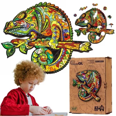 Puzzle drewniane eko 130 el. Kameleon A3 Maksik