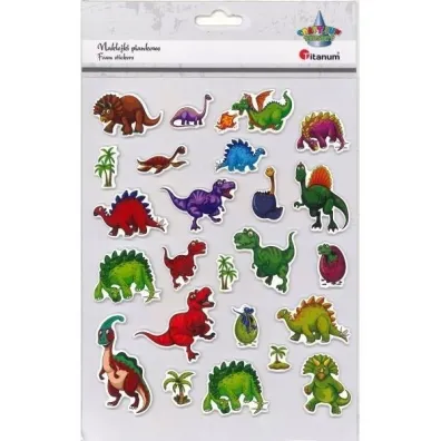 Titanum Naklejki 3D papierowe na piance dinozaury 24 szt.