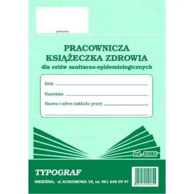 Ksi��eczka zdrowia pracownika A6 80 (02065). Sanepid.