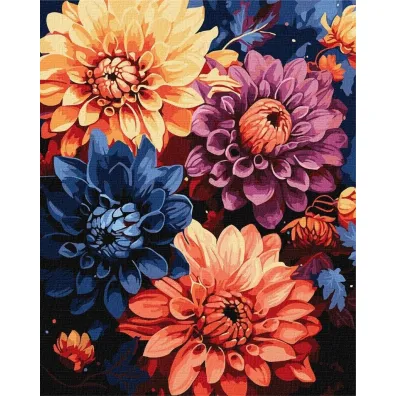 Ideyka Malowanie po numerach - Kolorowe dalie 40x50cm