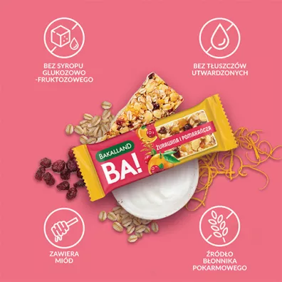 Bakalland Ba! Baton zboowy urawina i pomaracza 40 g