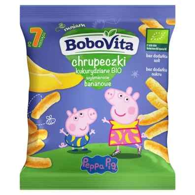 BoboVita �winka Peppa Chrupeczki kukurydziane wy�mienicie bananowe po 7 miesi�cu 20 g Bio