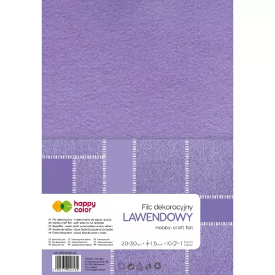 Filc dekoracyjny 20x30 cm 1,5 mm 5 ark. Lawendowy Happy Color