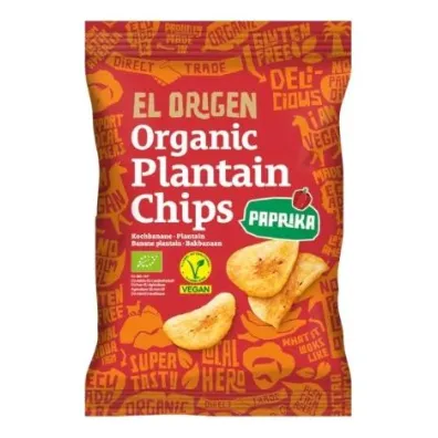 El Origen Chipsy z plantana paprykowe bezglutenowe 80 g Bio