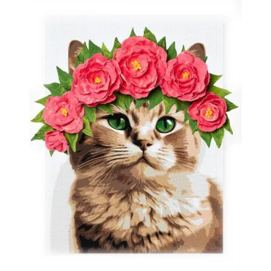 Ideyka Malowanie po numerach - Elegancka Kotka z glink� 30x40cm