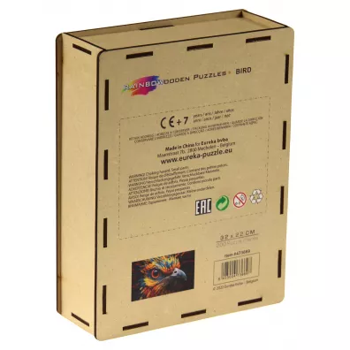 Puzzle drewniane kolorowe - Ptak Eureka 3D