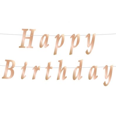 Godan Girlanda B&C Happy Birthday metaliczna 11x200 cm rowo-zota