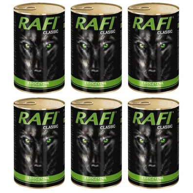 Rafi Classic Karma mokra dla psw z dziczyzn i marchewk Zgrzewka 6 x 1.24 kg